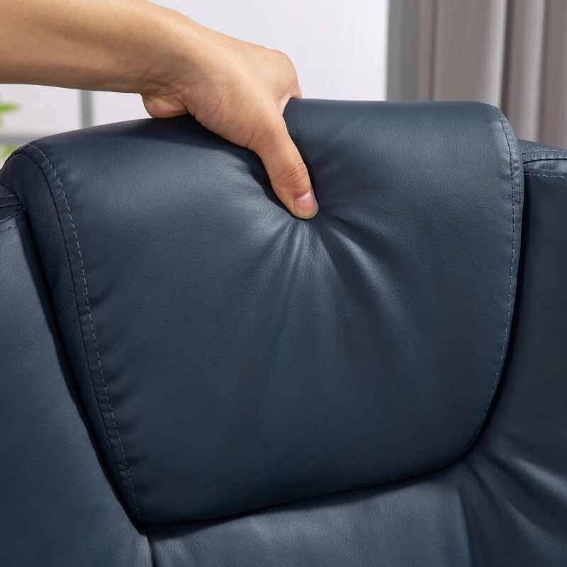 Vinsetto Massage Bureaustoel, 7 Vibratiepunten, Verstelbare Voetensteun & Rugleuning, tot 120 kg, Lederlook, Blauw(m-9)