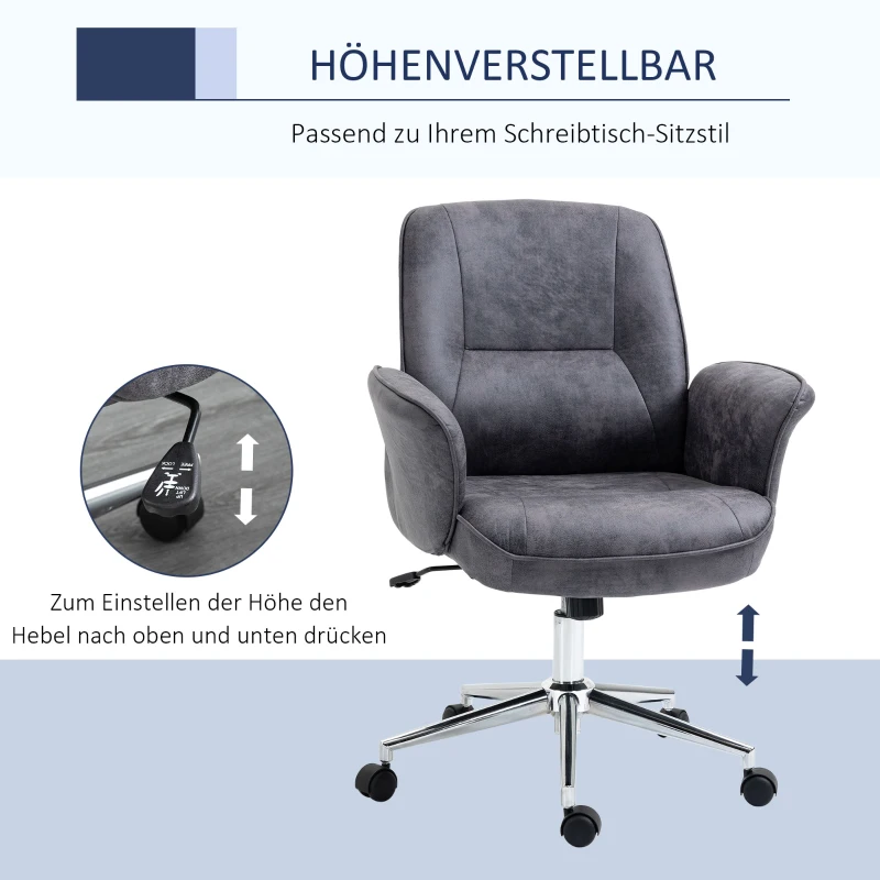 Vinsetto bureaustoel, bureaustoel, in hoogte verstelbaar, tuimelfunctie, draaibaar, staal, donkergrijs, 67 x 69 x 102 cm