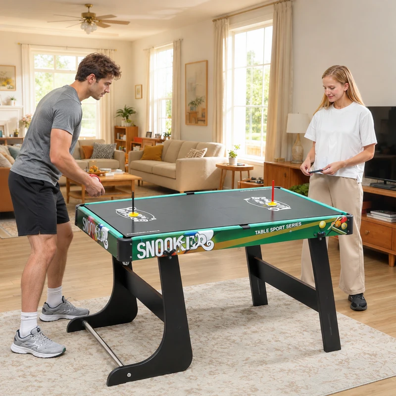 HOMCOM Mesa de Jogos 6 em 1 Dobrável Bilhar Matraquilho Ping Pong Lançamento de Anéis Hóquei com Bastão e Hóquei com Discos 118x104x71cm Multicor