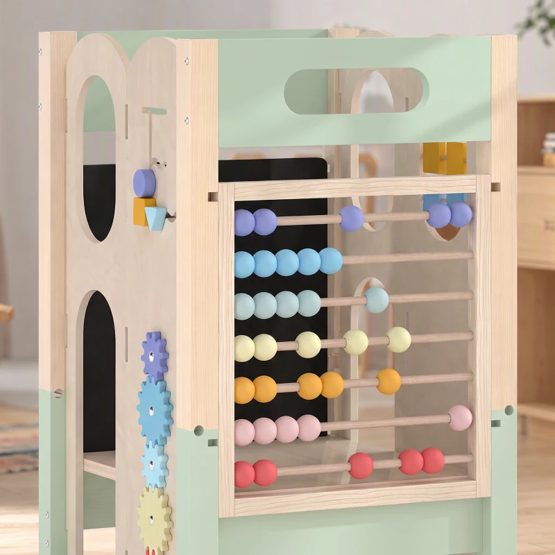 AIYAPLAY Torre de Aprendizagem Infantil Montessori 6 em 1 com Quadro, Banco de Cozinha para Crianças dos 2 aos 6 Anos, Verde