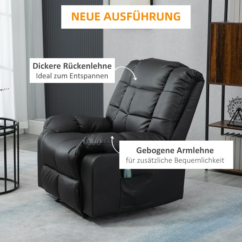 HOMCOM massagestoel Elektrische tv-stoel met ligfunctie 8 massagepunten(m-5)