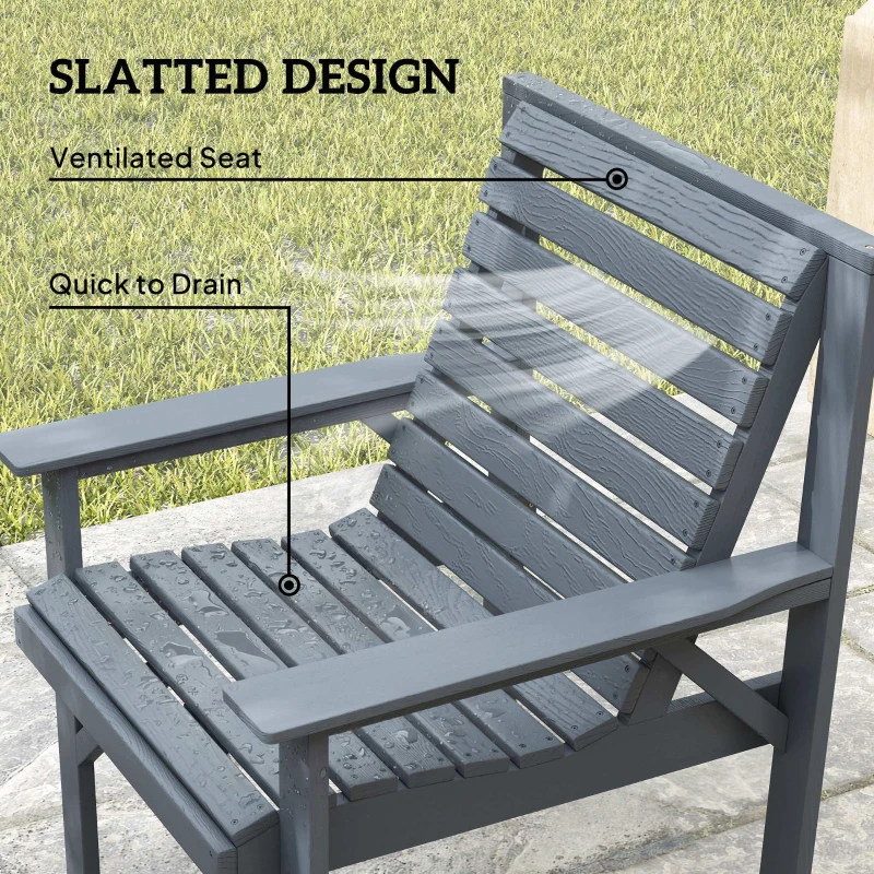 Outsunny 4 Piece Wooden Garden Furniture Set, Outdoor Garden Sofa Set with 2 Armchairs, Loveseat and Coffee Table, Grey