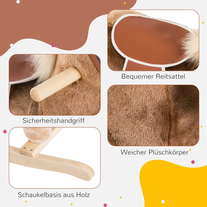 HOMCOM Schommelpaard baby pluche schommeldier schommeldier pluche speelgoed kinderen