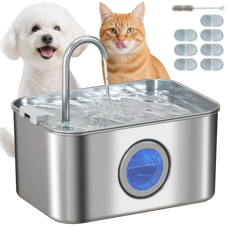 PawHut Kattenfontein 3,2L met stille pomp en actieve koolfilter