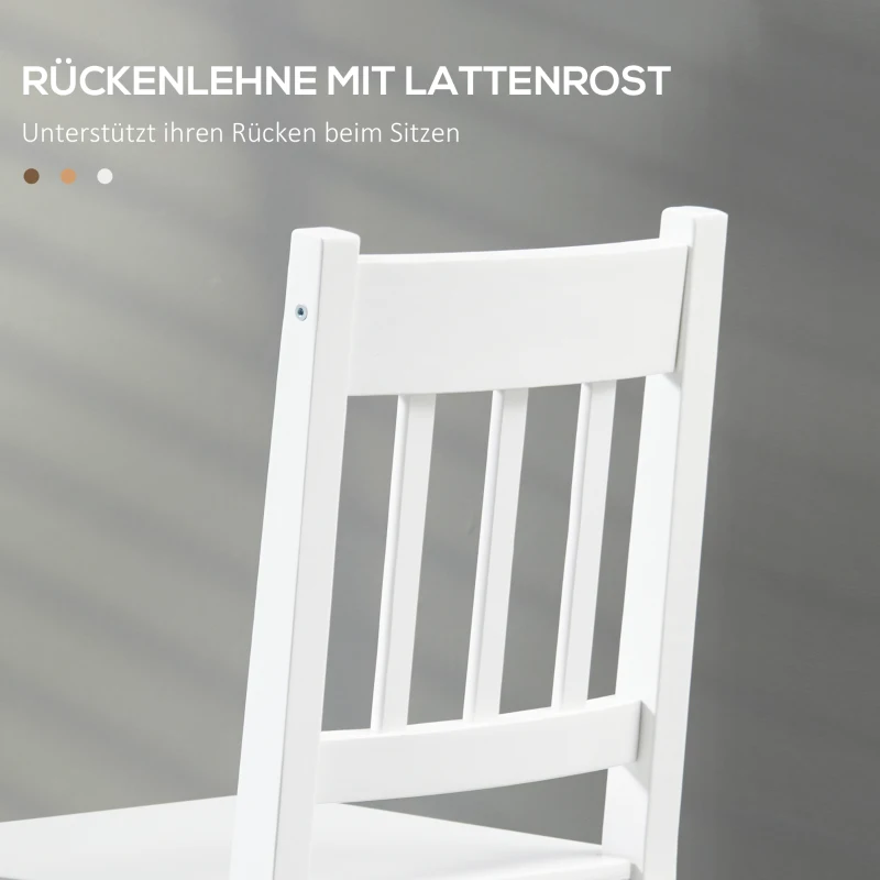 HOMCOM Set van 4 Eetkamerstoelen Keukenstoelen Stoelen, Massief Hout, 41 cm x 46,5 cm x 85,5 cm, Wit