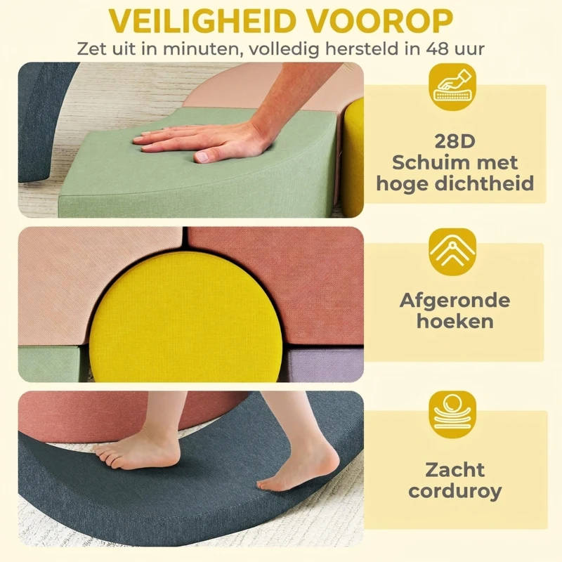 AIYAPLAY 7-delige softblokken-set voor peuters – schuim met afneembare cordhoes, diverse vormen, meerkleurig(m-5)