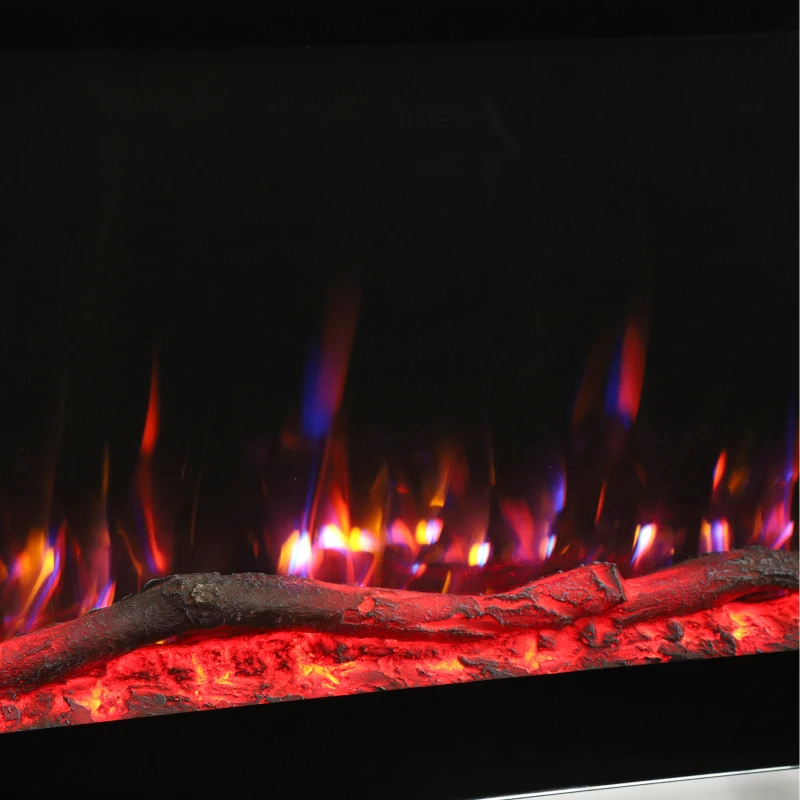 HOMCOM 3 IN 1 Slim Electric Fire, Wall Mounted/Recessed/Freestanding, Electric Fireplace with 12 Flame Colours, 5 Brightness