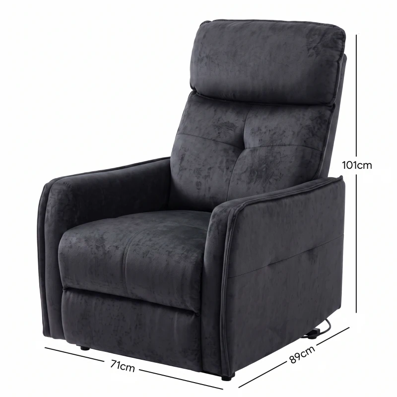 HOMCOM Sillón Relax Reclinable Eléctrico Levanta Personas con 2 Puntos Masaje Asiento con Muelles Reposapiés de Chenilla Negro