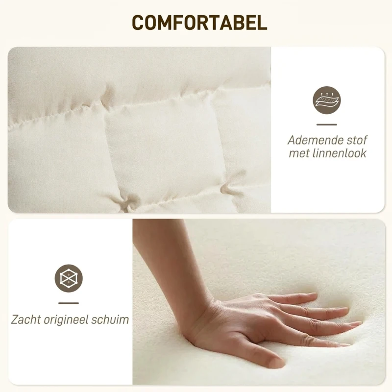 HOMCOM Gestoffeerde Schommelstoel, Ontspanningsfauteuil met Armleuningen en Stalen Frame, voor Woonkamer, Slaapkamer, Cremewit(m-6)