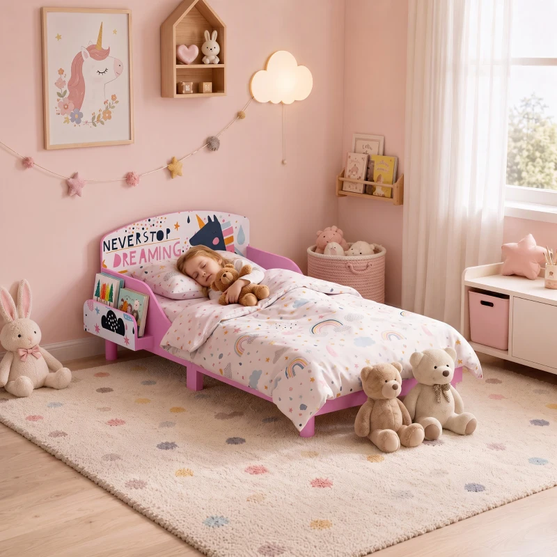 AIYAPLAY Cama Infantil Montessori para Menina com Arrumação 140x70 cm Rosa