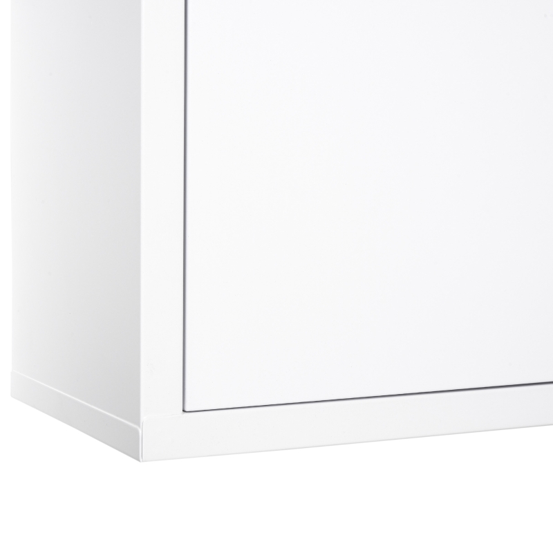 kleankin Medicijnkastje met Slot 3 Schappen Staal Wit 40 x 18 x 60 cm(m-9)