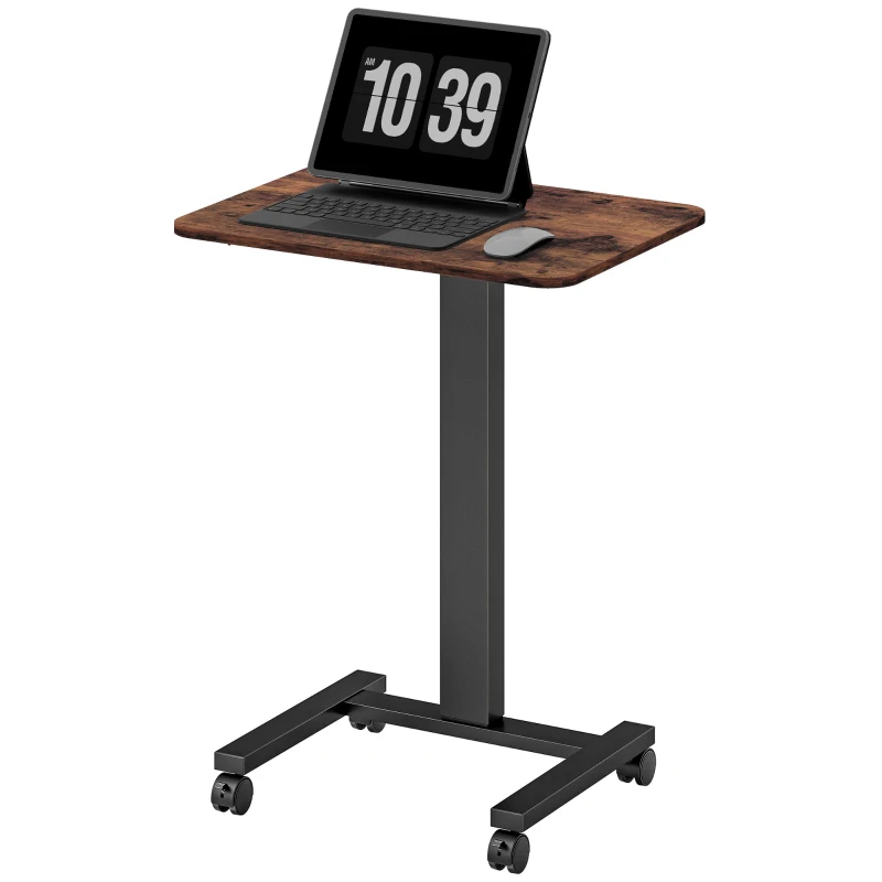 Vinsetto Staand bureau, statafel, verstelbare hoogte, 4 wielen, 65 cm x 48 cm x 108 cm, bruin + zwart(m-10)