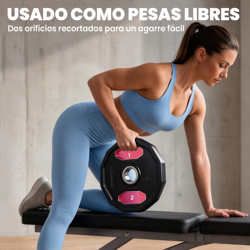 SPORTNOW Conjunto de 2 Discos de Pesas de 5 kg con Orificio de 50 mm para Entrenamiento de Fuerza  Ø24x3,5 cm Negro