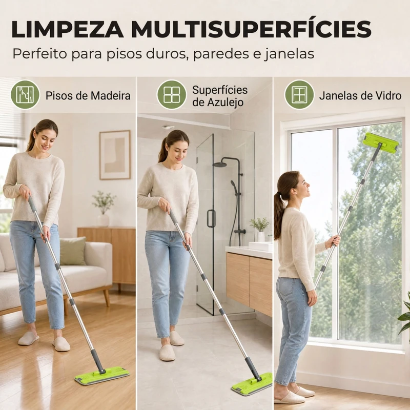 HOMCOM Conjunto de Mopa Plana e Balde com Espremedor 2 Compartimentos Cabeça 360° 5 Mopas de Microfibra Uso a Seco e Húmido Cinza Escuro