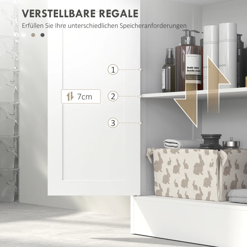 kleankin Badkamerkast met 2 Laden, Deur, 60 x 30 x 109 cm, Wit(m-4)
