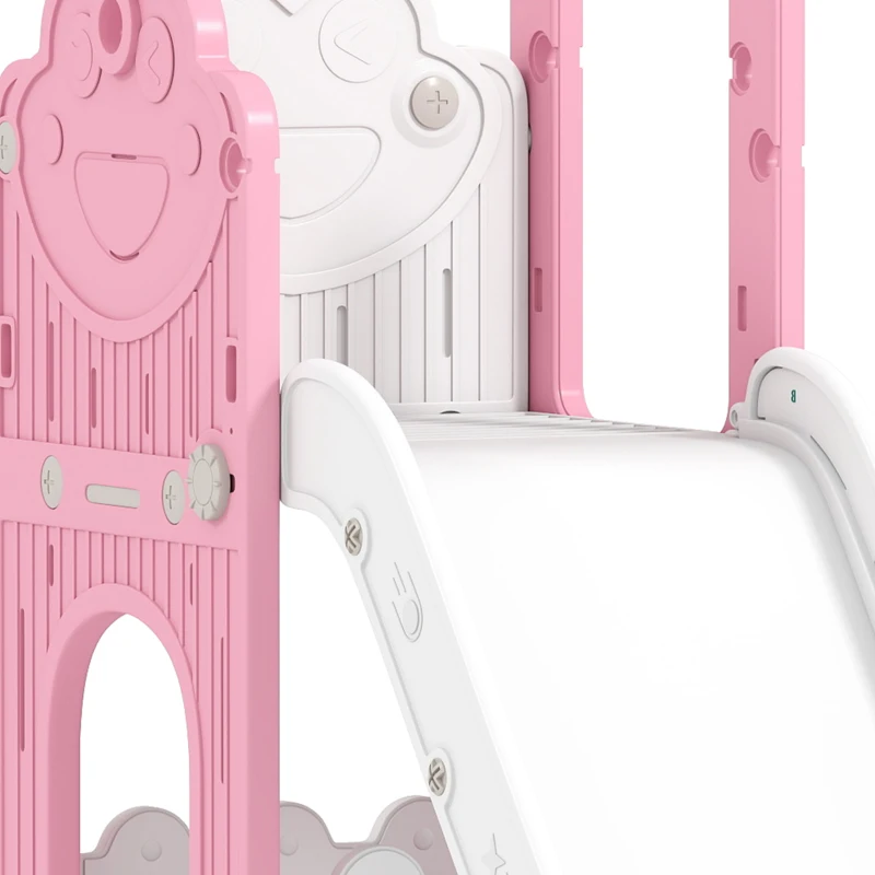 AIYAPLAY Toboggan pour tout-petits 5 en 1 toboggan autoportant pour enfant avec panier de basket, télescope, 178x70x86cm, jaune