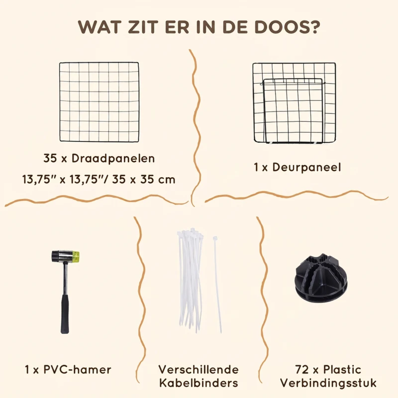 PawHut Ren kleine huisdieren box metalen rooster vele vormen zwart metaal