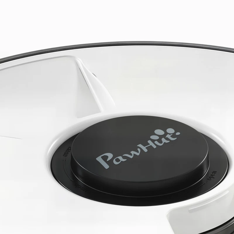 PawHut Voederautomaat, draadloze automatische voerbak met timer tot 6 maaltijden, LED-display, koelpack, grijs