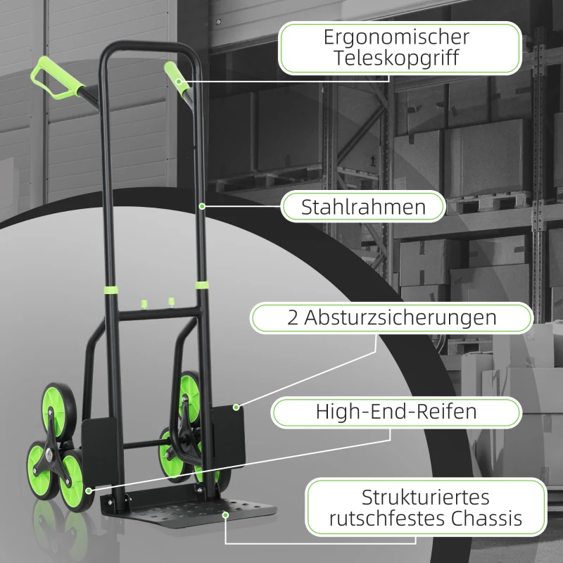 DURHAND Opvouwbare Traploper Steekwagen met Stalen Frame, max. 120kg