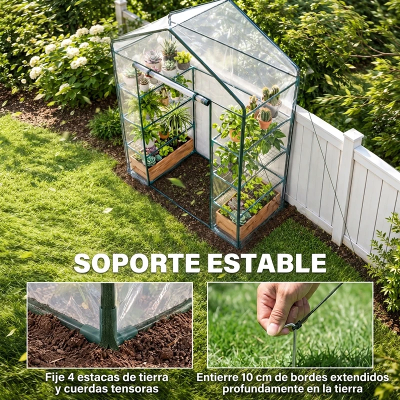 Outsunny Invernadero de Exterior Invernadero de Jardín de 4 Niveles con Estantes Marco de Acero Invernadero para Cultivo de Plantas Flores Tomates 143x73x195 cm Transparente