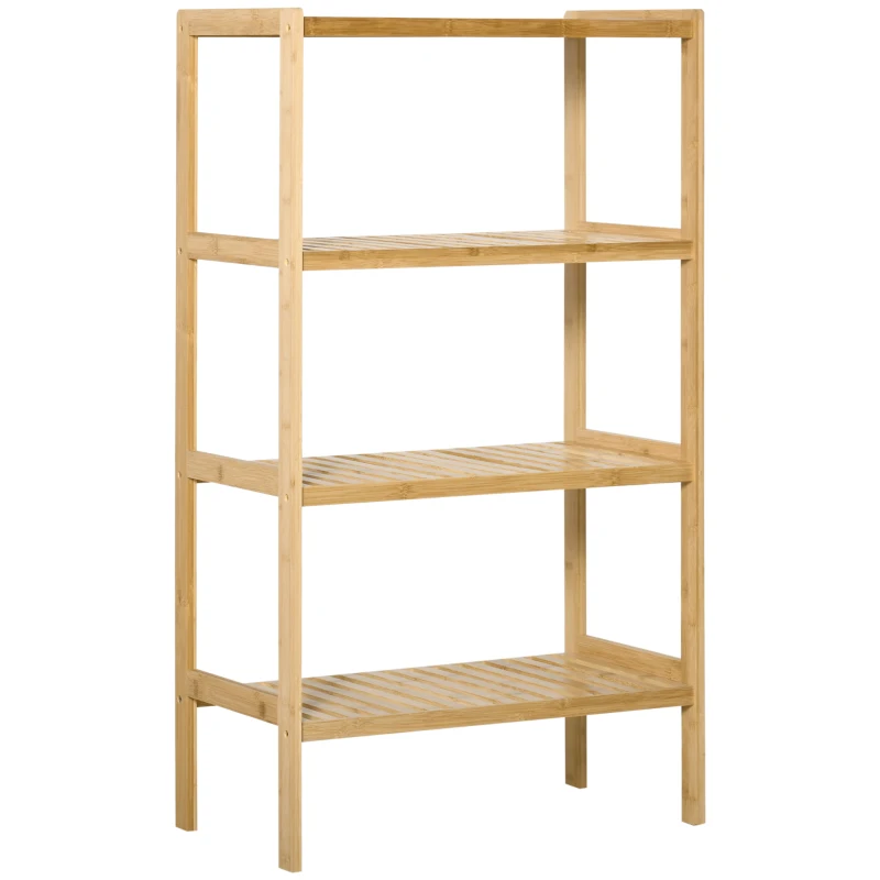 HOMCOM 4-laags bamboe plank, naturel, 62 x 33 x 112 cm