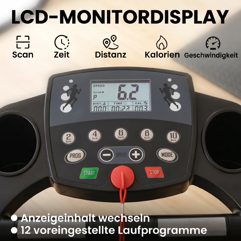 HOMCOM loopband opklapbaar elektrisch 500 W 1-12 km