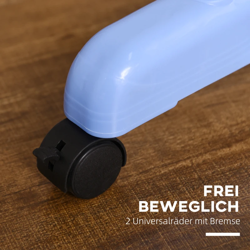 HOMCOM Wasrek 4 niveaus inklapbaar 4 wielen met 2 remmen Metalen frame Zilver+Blauw