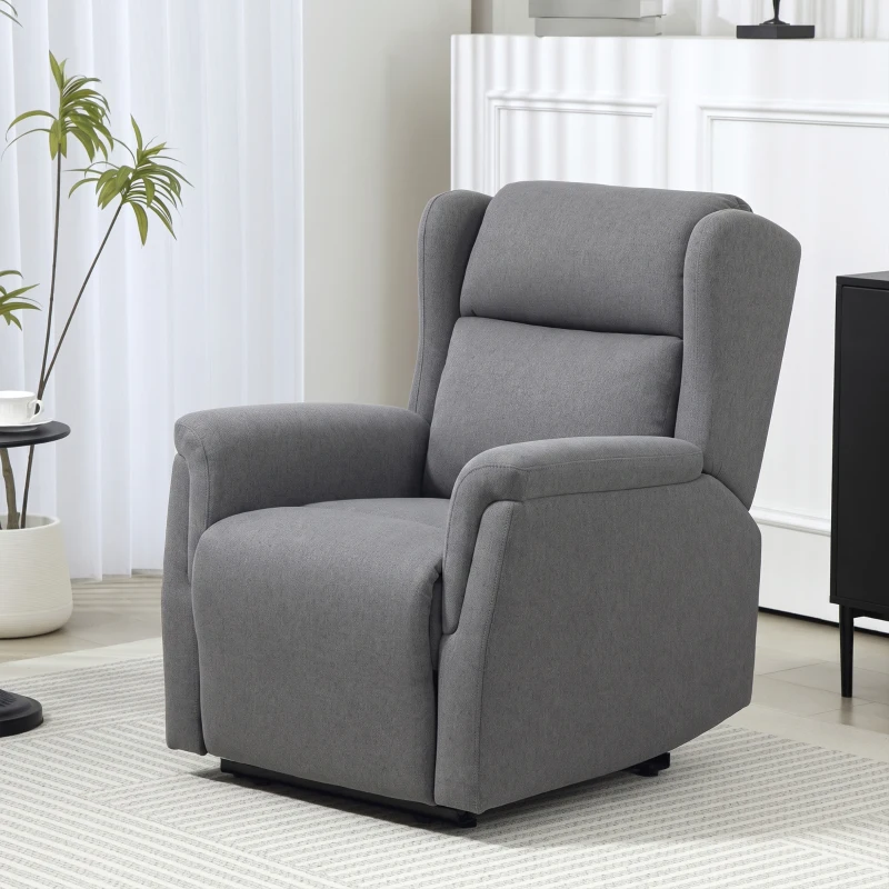 HOMCOM Relaxfauteuil, Verstelbare Gestoffeerde Fauteuil met Voetensteun, 160° Kantelbaar, Linnenlook, Snelle Montage, Donkergrijs(m-8)