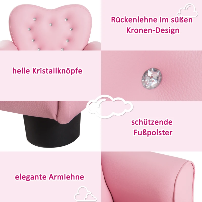 HOMCOM Kinderbank kinderstoel hartvormig prinses minibank kinderkamerbank met