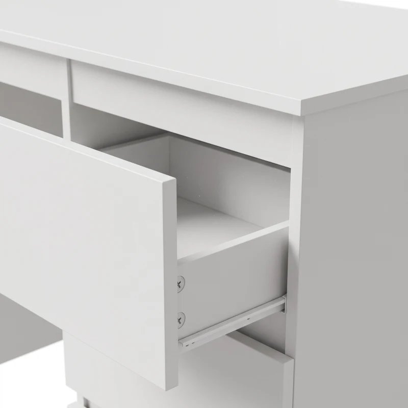 HOMCOM Computerbureau met 3 lades, modern bureau, pc-tafel 100 x 50 x 75 cm, wit