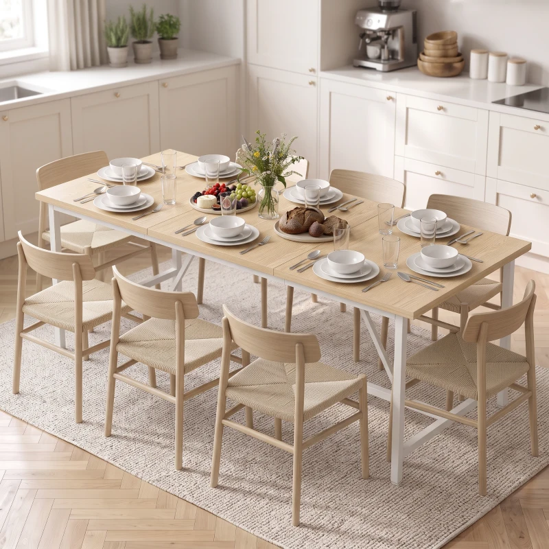 HOMCOM Mesa de Comedor Rectangular para 6 Personas Estilo Industrial con Estructura Metálica 180x80x76 cm Roble