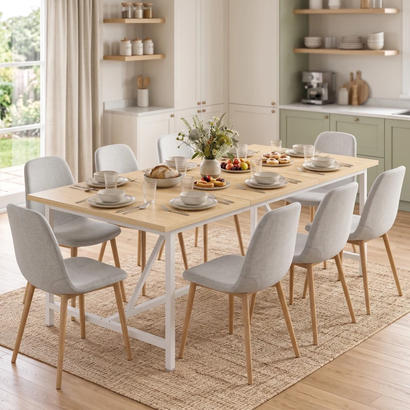 HOMCOM Mesa de Comedor Rectangular para 6 Personas Estilo Industrial con Estructura Metálica 180x80x76 cm Roble