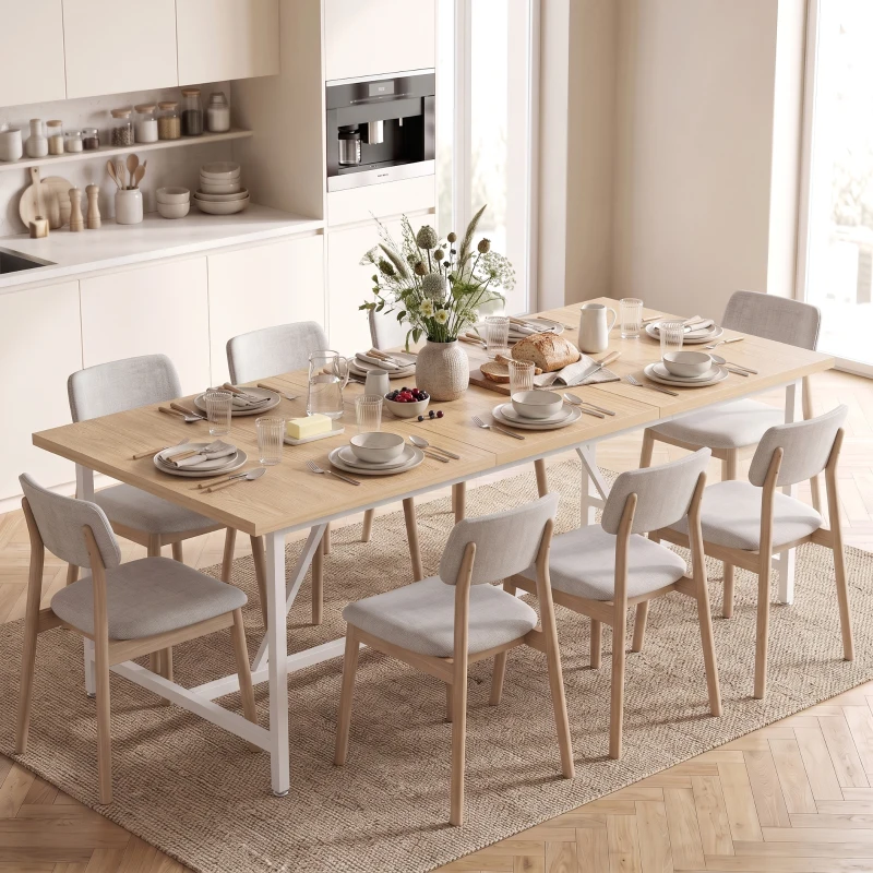 HOMCOM Mesa de Comedor Rectangular para 6 Personas Estilo Industrial con Estructura Metálica 180x80x76 cm Roble