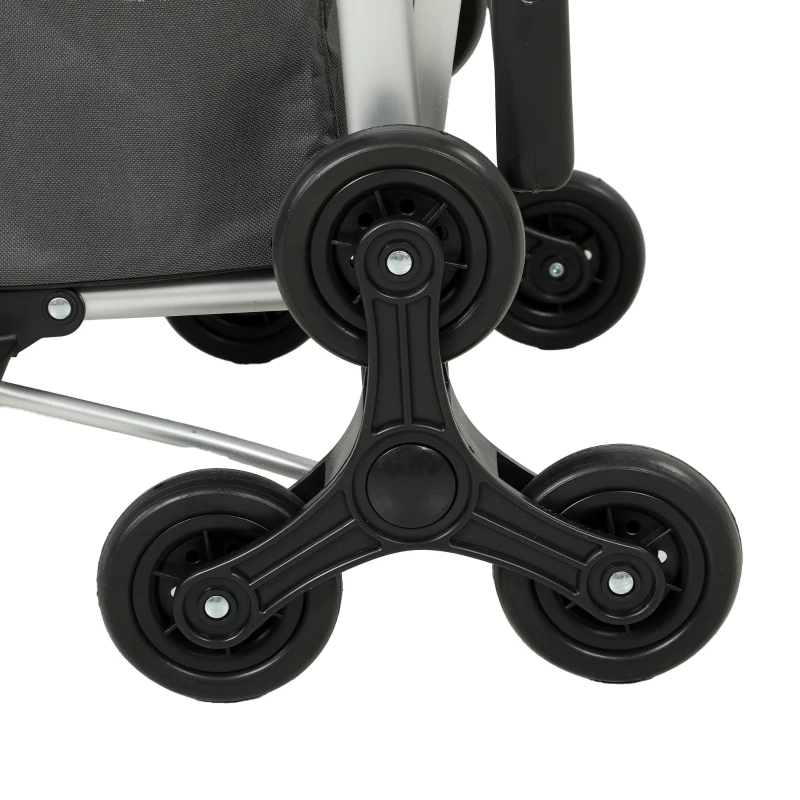 HOMCOM boodschappentrolley, 40 L Oxford-tas, 3-wieldesign, aluminium frame, zitting, donkergrijs