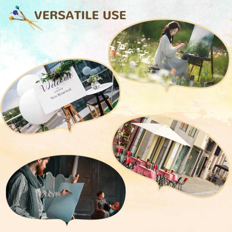 Vinsetto Houten schildersezel, natuurlijk beukenhout, in hoogte verstelbaar, inklapbaar.