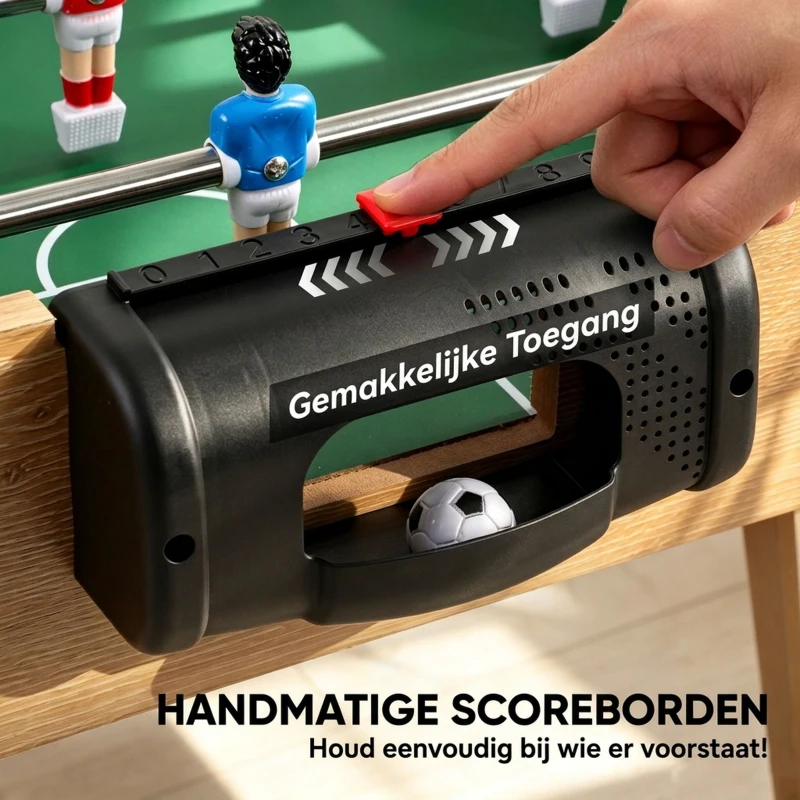 SPORTNOW Tafelvoetbaltafel - 22 Spelers, 2 Ballen, Antislip Grepen, Scoretellers, Schuine Poten, 121x87x77cm Naturel Hout