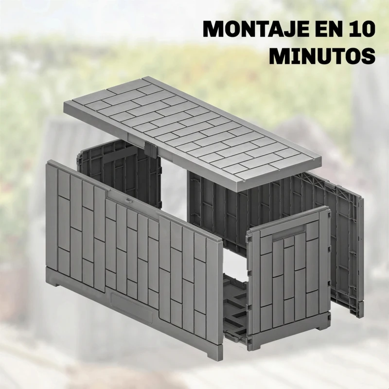 Outsunny Arcón Exterior Capacidad 227L Baúl de Almacenaje Exterior Resistente al Agua y a los Rayos UV con Cerradura Gris