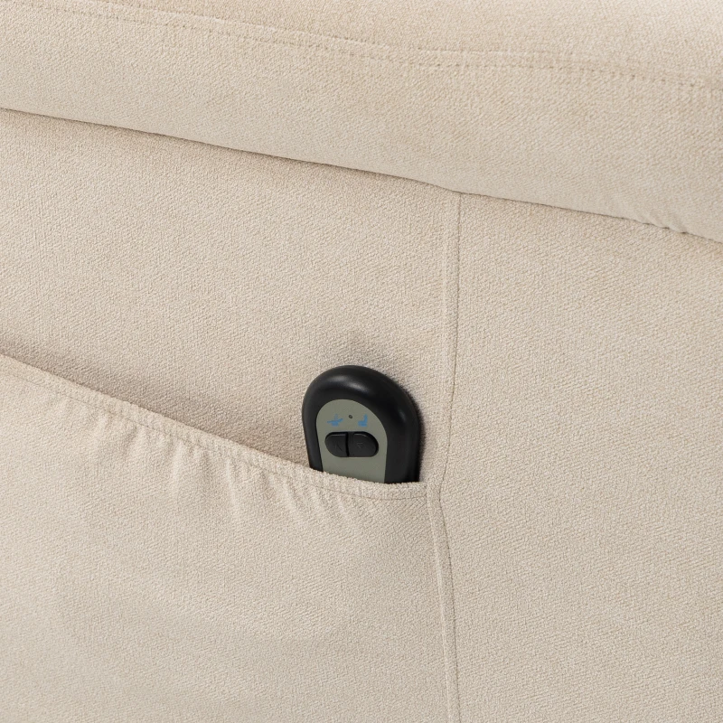 HOMCOM Fauteuil Releveur Électrique, Fauteuil Relax Électrique en Chenille avec Dossier Inclinable, Coussin à Ressorts, Crème