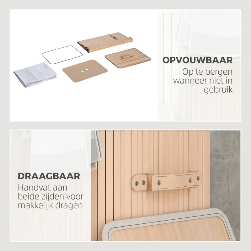 Homcom wasmand 72 l naturel bamboe