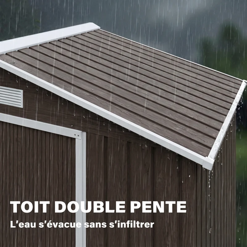 Outsunny Abri de Jardin 2,42 m² - Remise pour Outils avec Fondation - cabanon Porte verrouillable - tôle d'acier marron clair
