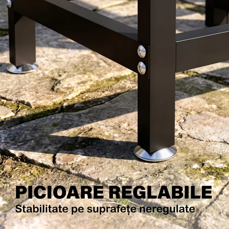 Outsunny Suport pentru Lemne de Foc din Metal cu Prelată Impermeabilă, Capacitate 0.8m³, Cadru Reglabil, 235 x 31 x 116 cm, Negru