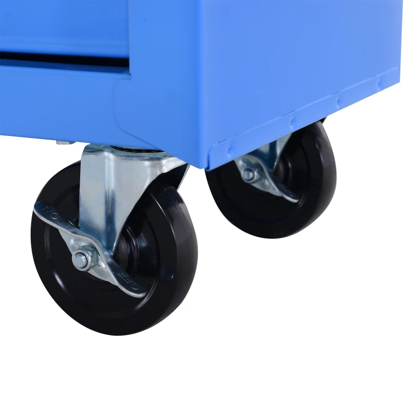 HOMCOM® werkplaatswagen verrijdbaar, afsluitbaar met 5 schuifladen, gereedschap wagen verrijdbare gereedschapswagen gereedschapskist schuifladen blauw(m-8)