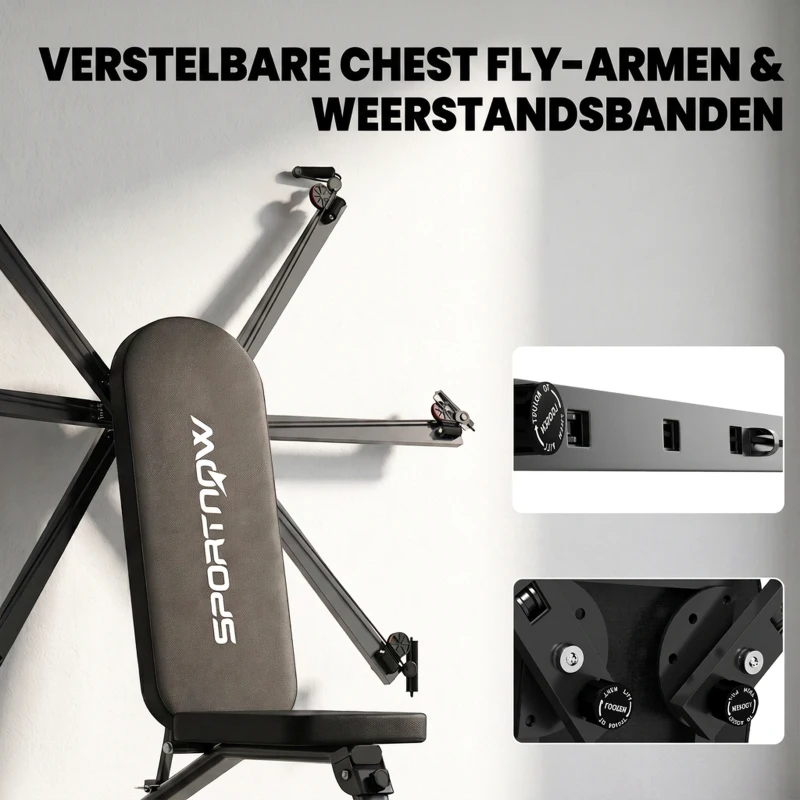 SPORTNOW Opvouwbare Halterbank met Beenstrekker – 3 rugleuningstanden, 3 Weerstandsniveaus, 300 kg Belastbaar