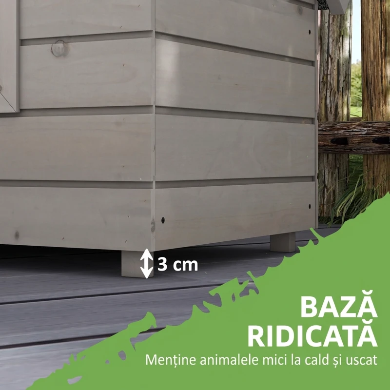 Pawhut Casa din lemn pentru pisici cu acoperis de asfalt, 87x52x44cm, Gri