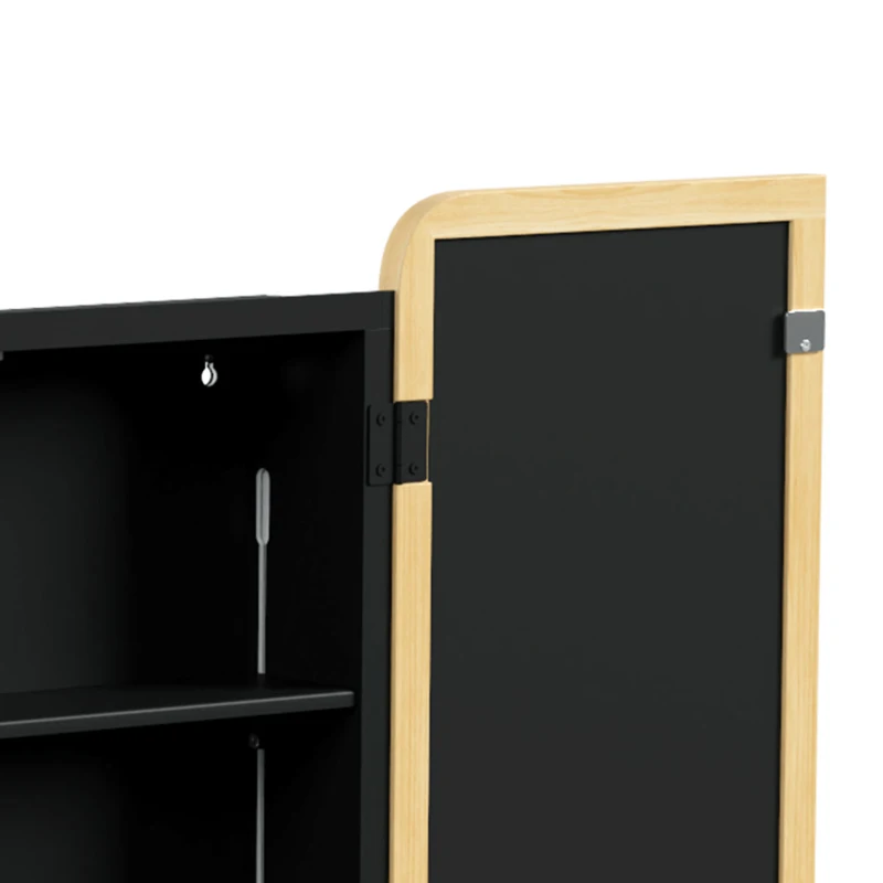 HOMCOM Bathroom Medicine Mirror Cabinet, Bathroom Wall Cabinet with Storage, Magnetic Doors and Adjustable Shelf, Natural