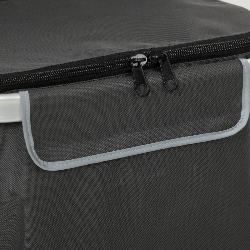 HOMCOM boodschappentrolley, 40 L Oxford-tas, 3-wieldesign, aluminium frame, zitting, donkergrijs