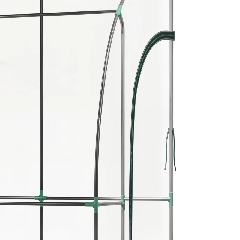 Outsunny Serre de Jardin adossée serre adossée 2 portes zippées enroulables acier PVC transparent