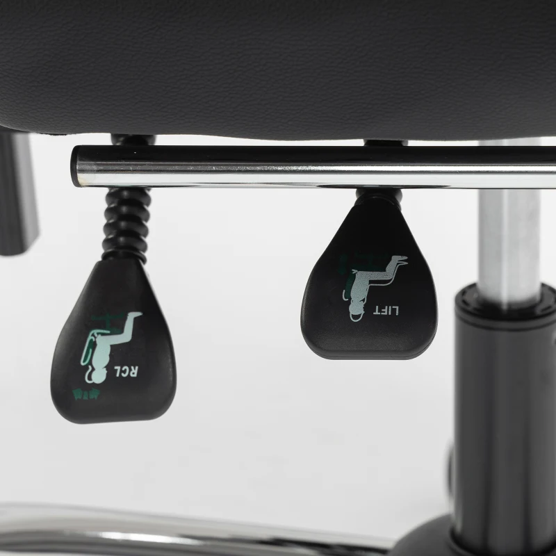 HOMCOM Silla Gaming Ergonómica con Cojín Lumbar Masajeador, Silla Gaming Reclinable en Cuero Sintético, Negro