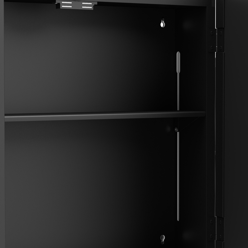 HOMCOM Bathroom Medicine Mirror Cabinet, Bathroom Wall Cabinet with Storage, Magnetic Doors and Adjustable Shelf, Black