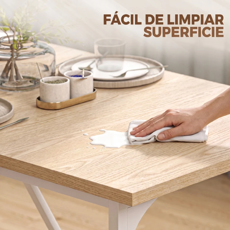 HOMCOM Mesa de Comedor Rectangular para 6 Personas Estilo Industrial con Estructura Metálica 180x80x76 cm Roble